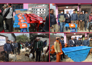 प्रधानमन्त्री कृषि आधुनिकीकरण परियोजनाले किसानलाई दियो अनुदानमा बोका–पाठी र कृषि उपकरण