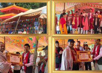 मन्दिर निर्माणमा सहयोग पुर्‍याउने तीन व्यक्ति सम्मानित